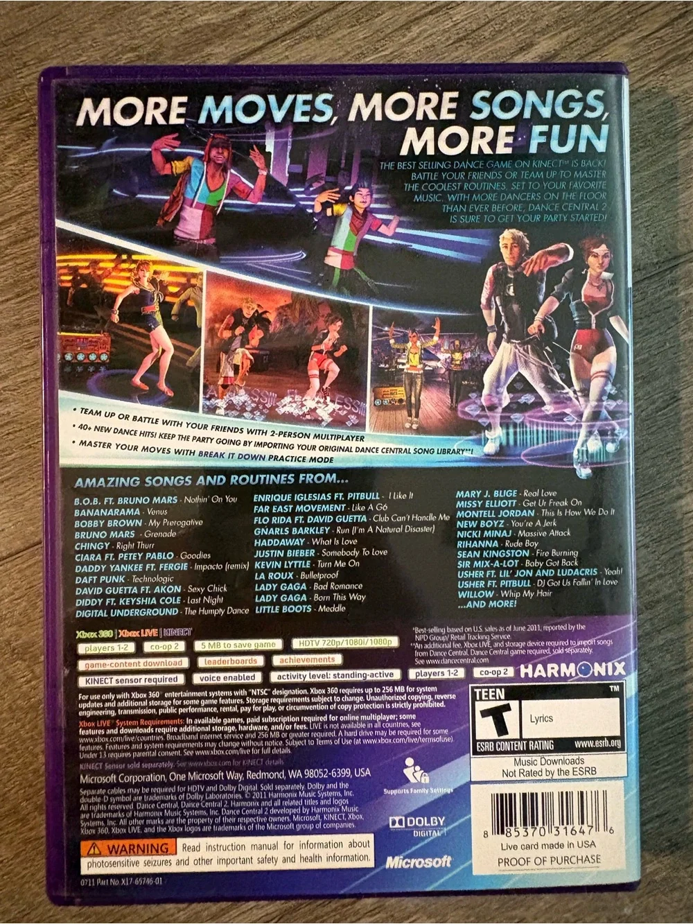 Dance Central 2 (Xbox 360, 2011) Complete CIB w/ Manual